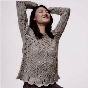 NEW LOFT open knit gray sweater S